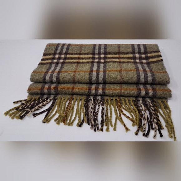 Burberry Vintage Scarf Nova Check 100% Cashmere England 90s Y2K 56" x 12" - Picture 3 of 11